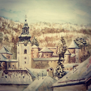 30x40 akvarel Banská Štiavnica / Peter Gorcsos