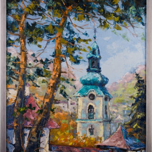 Banská Štiavnica - Starý zámok. Rudolf RYPÁK (2016). Technika: olejomaľba, Rozmery: 70x50 cm