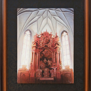 Oltár v Kostole sv.Kataríny - Braňo JÁNOŠ (20121), Technika: tempera na dreve, Rozmery: 60x44 cm