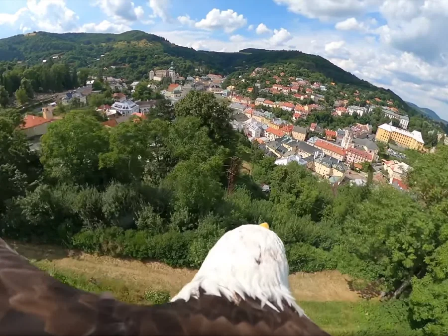 Prelet orla Nixona nad Banskou Štiavnicou