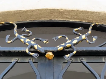 12.10.2025 - jašteričky na vstupe do nádvoria (budova na Námestí sv. Trojice)