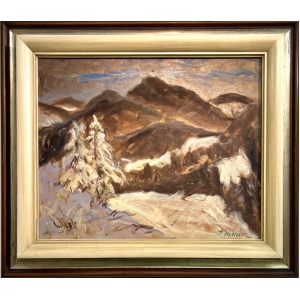 Štiavnické vrchy: olej na lepenke, 40x49 cm, signované vpravo dole