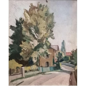 Dom pri ceste, 65 x 55 cm